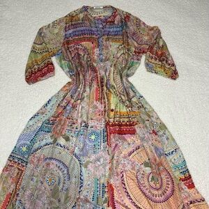 Johnny Was Women Multicolor Garden Mosaic Tile Silk Britta Dress